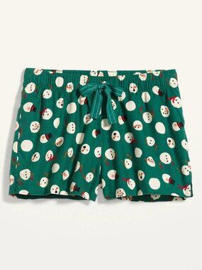 NWT Old Navy Flannel Pajama Shorts Boxer Sleep Lounge Snowman Women TALL XL
